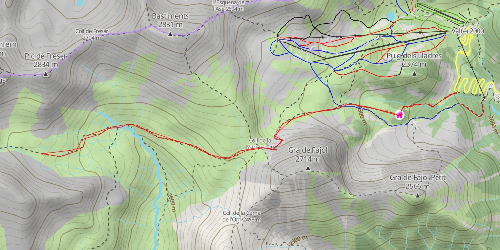 Carte de l'itinéraire :  Camí de Núria a Ulldeter (GR11) - Camí de Núria a Ulldeter (GR11)