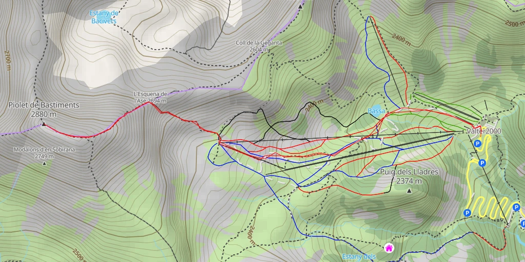 Map of the trail for Piolet de Bastiments