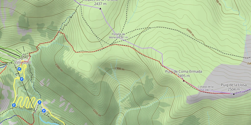 Carte de l'itinéraire :  Puig de la Llosa