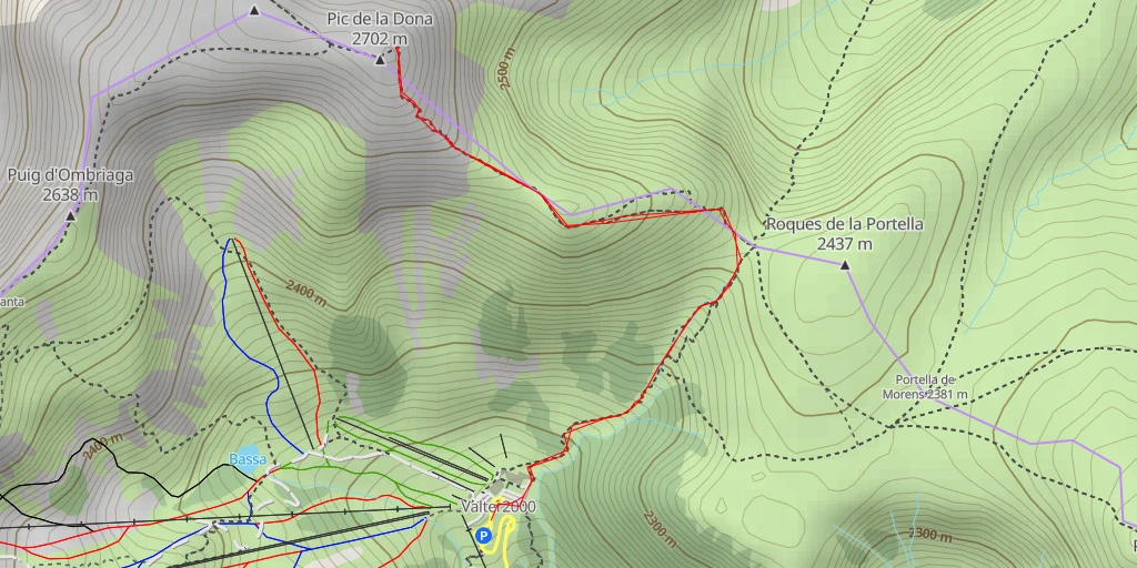 Carte de l'itinéraire :  Pic de la Dona