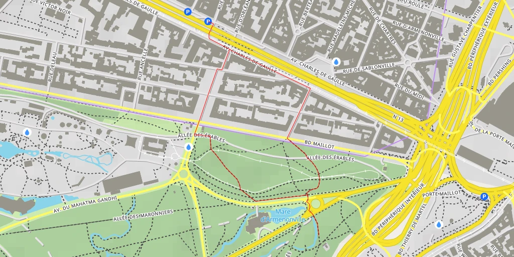 Map of the trail for Chemin du Pavillon d'Armenonville - Chemin du Pavillon d'Armenonville - Paris