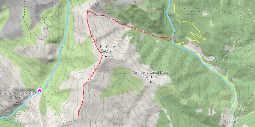 Map of the trail for Puig de Fontlletera