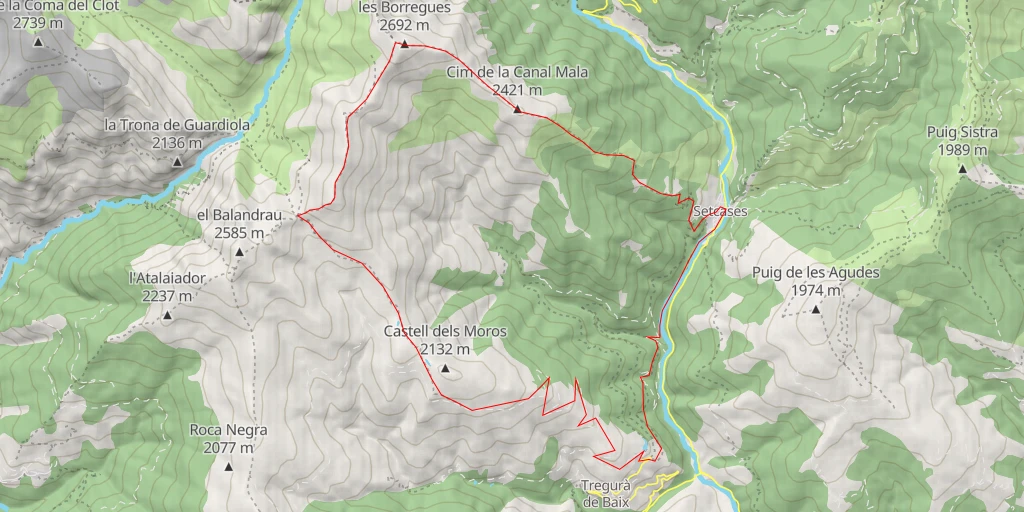 Map of the trail for Camí de Núria - Camí de Núria