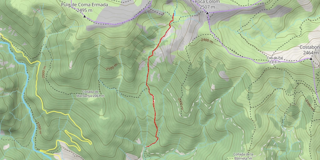 Map of the trail for Estanyols de Concròs