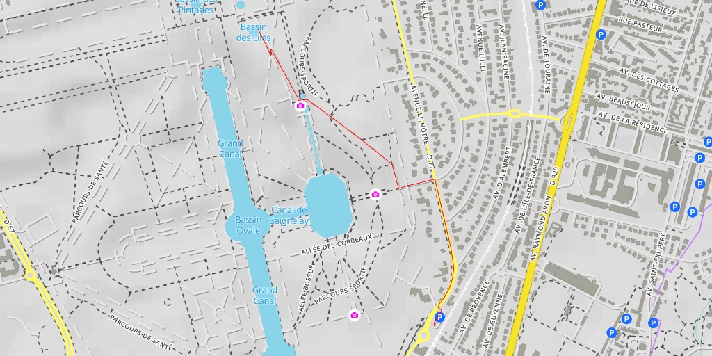 Map of the trail for Bassin des Lilas