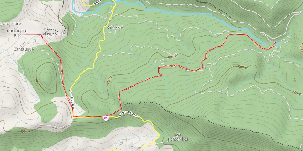 Carte de l'itinéraire :  Les Cabanasses - Chemin de Villebazy aux Cabanasses