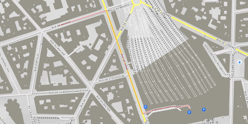 Map of the trail for AI - rue de Madrid (Eiffelturm view)