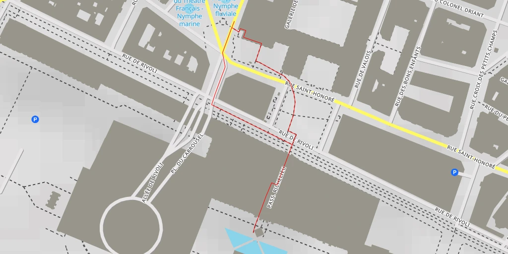 Map of the trail for Passage de Richelieu - Paris