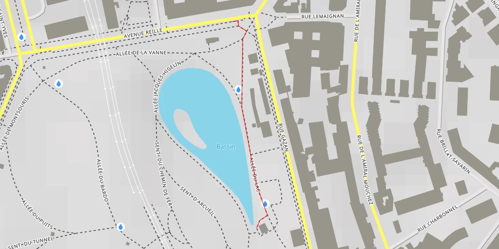 Map of the trail for Parc Montsouris - Allée de la Mire - Paris