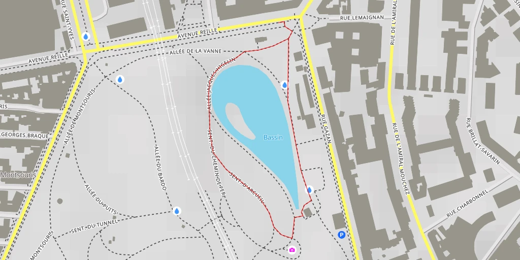 Map of the trail for Parc Montsouris - Allée de la Mire - Paris