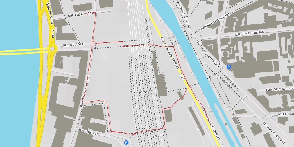 Carte de l'itinéraire :  Rue Ambroise Croizat - Rue Ambroise Croizat - Saint-Denis