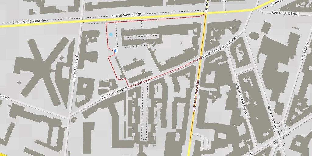 Carte de l'itinéraire :  Square Henri-Cadiou - Cité Fleurie - Paris