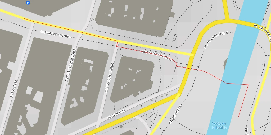 Carte de l'itinéraire :  Voûte de la Bastille