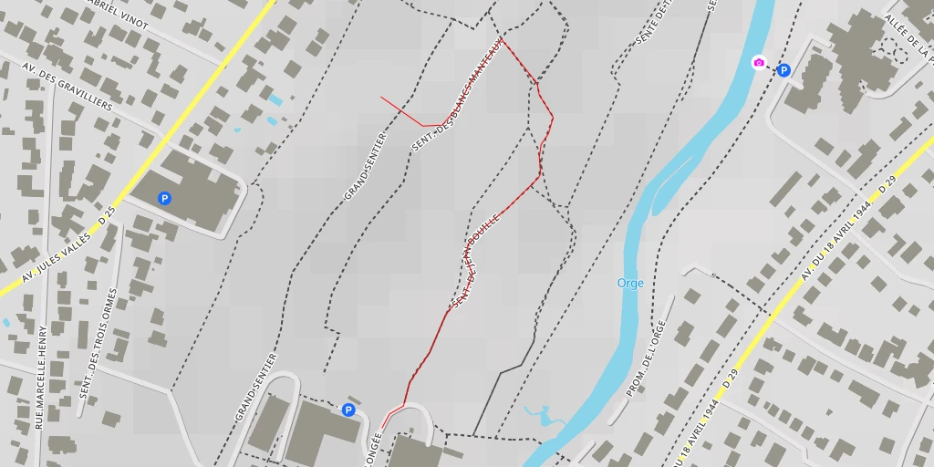 Carte de l'itinéraire :  Source pétrifiante - Sentier des Blancs Manteaux