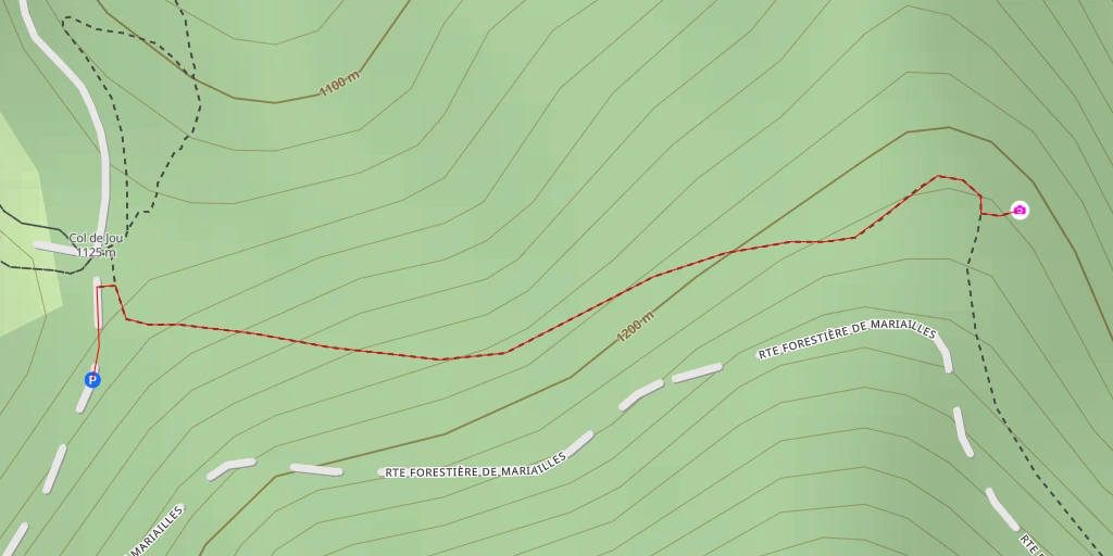 Carte de l'itinéraire :  Route Forestière de Mariailles