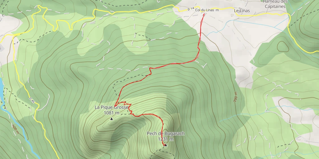 Carte de l'itinéraire :  Pech de Bugarach