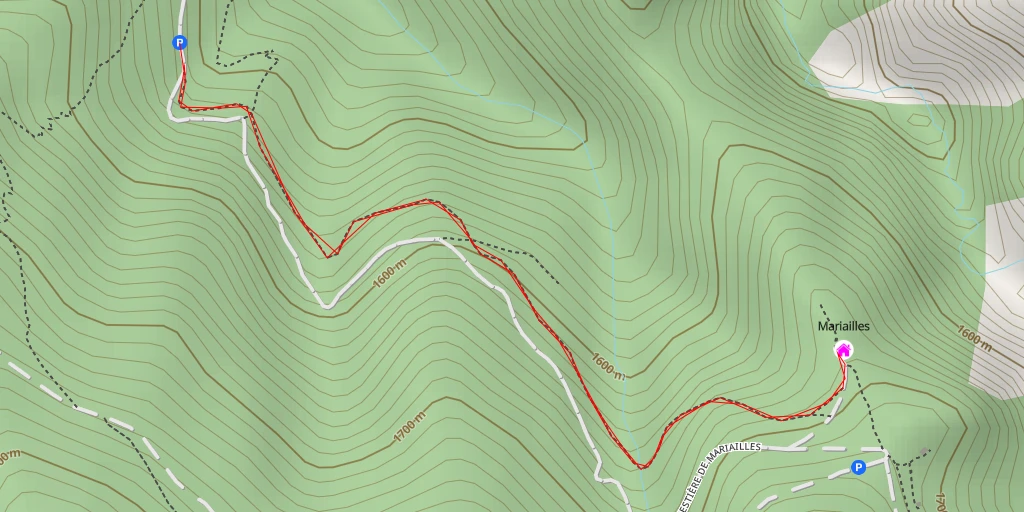 Map of the trail for Refuge de Mariailles