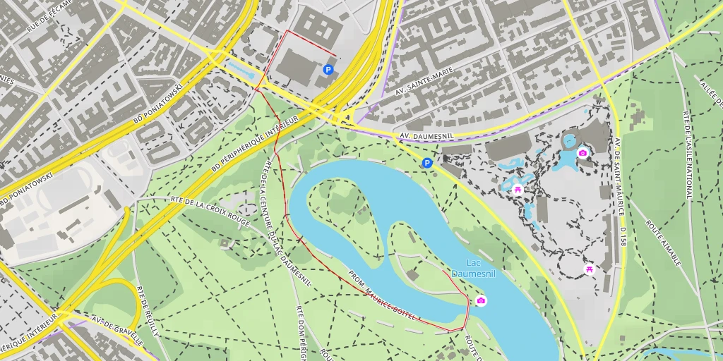 Map of the trail for Lac Daumesnil