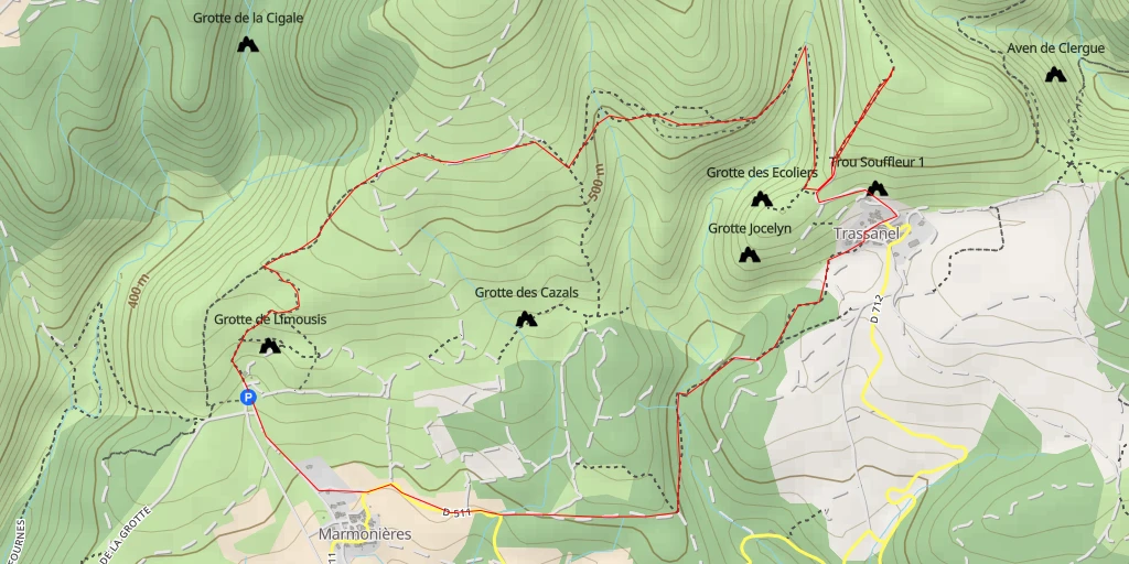 Carte de l'itinéraire :  pech de laure