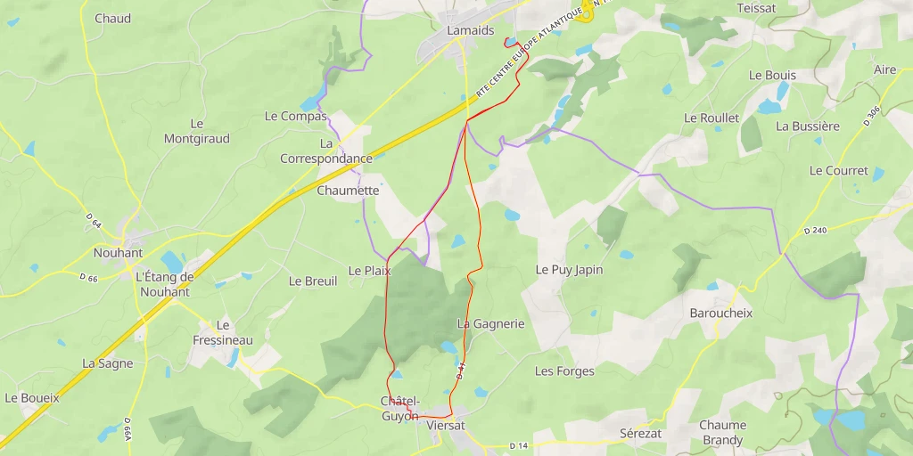 Map of the trail for Chemin des Étangs