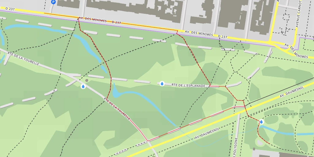 Map of the trail for Square Carnot - Avenue Daumesnil - Paris