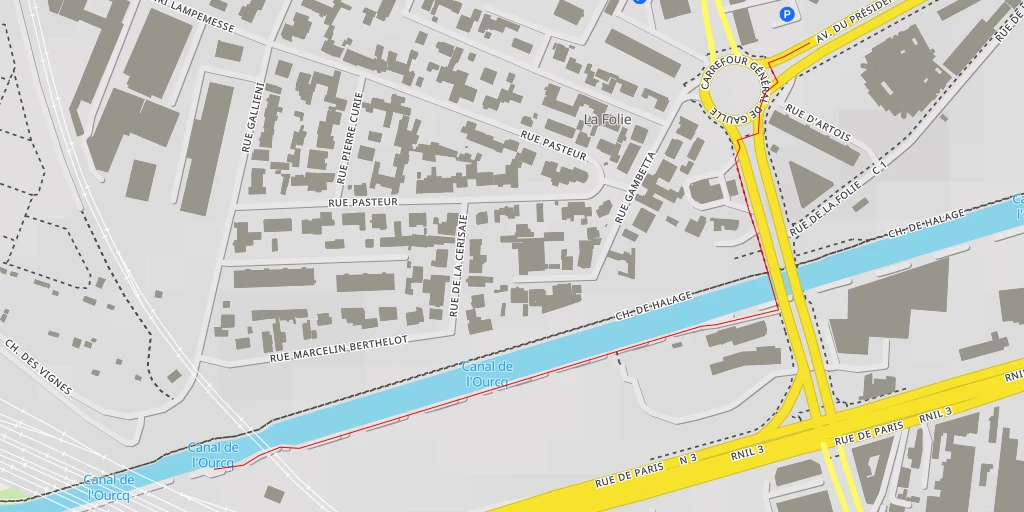 Carte de l'itinéraire :  Chemin de Halage - Chemin de Halage