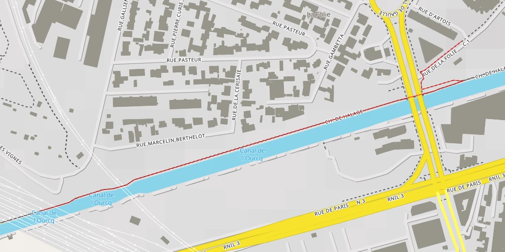 Carte de l'itinéraire :  Chemin de Halage - Chemin de Halage