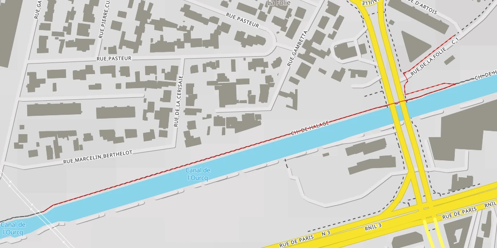 Carte de l'itinéraire :  Chemin de Halage - Chemin de Halage