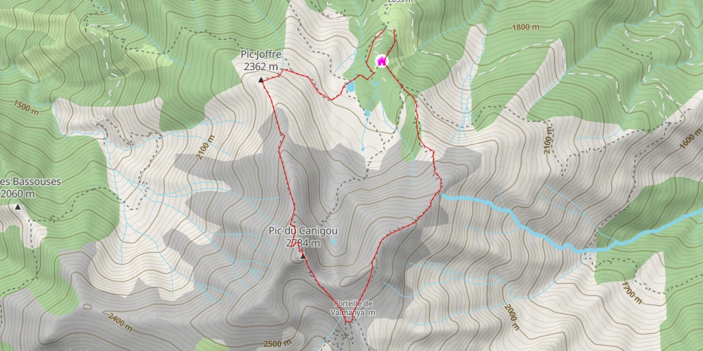 Carte de l'itinéraire :  Pic du Canigou