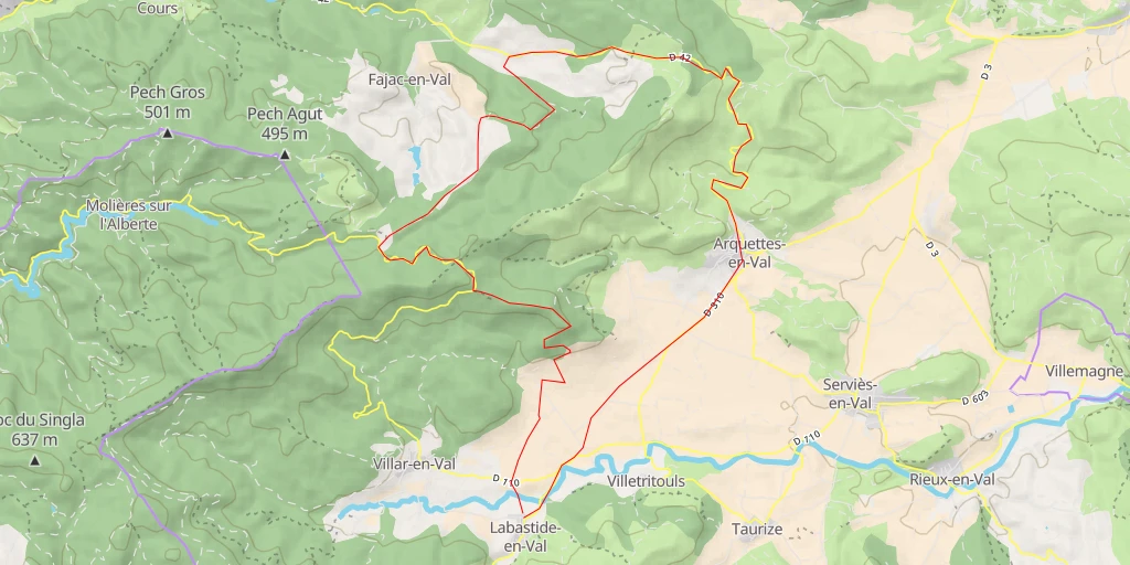 Carte de l'itinéraire :  D 42 - D 42