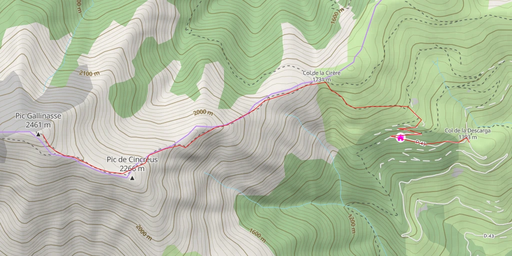 Carte de l'itinéraire :  Pic Gallinasse