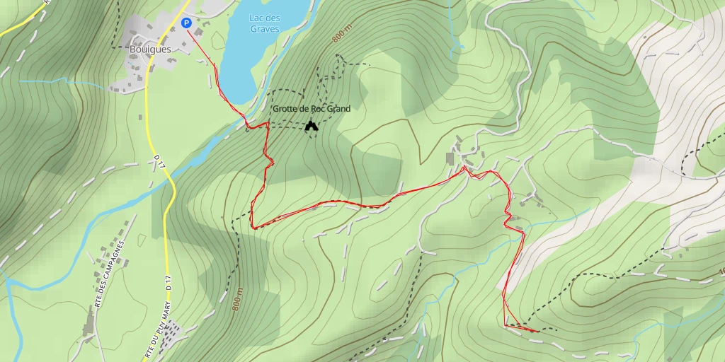 Carte de l'itinéraire :  Chemin de Lasdalmagie