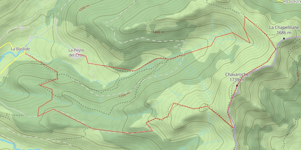 Map of the trail for Puy Chavaroche (L' homme de pierre) Depuis La Bastide du Fau en boucle