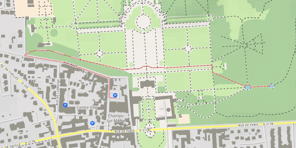 Map of the trail for Rue de Paris