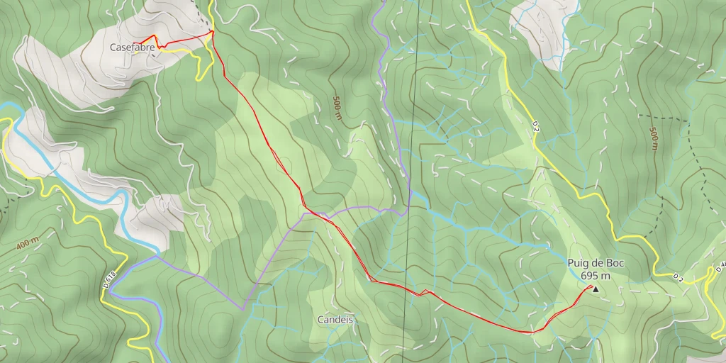 Carte de l'itinéraire :  Puig de Boc