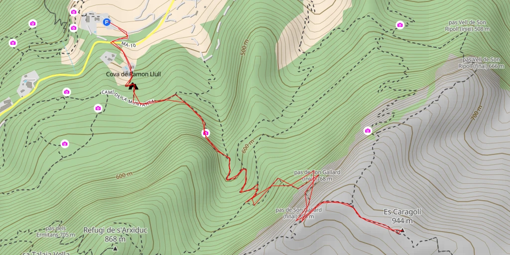 Map of the trail for Es Caragolí