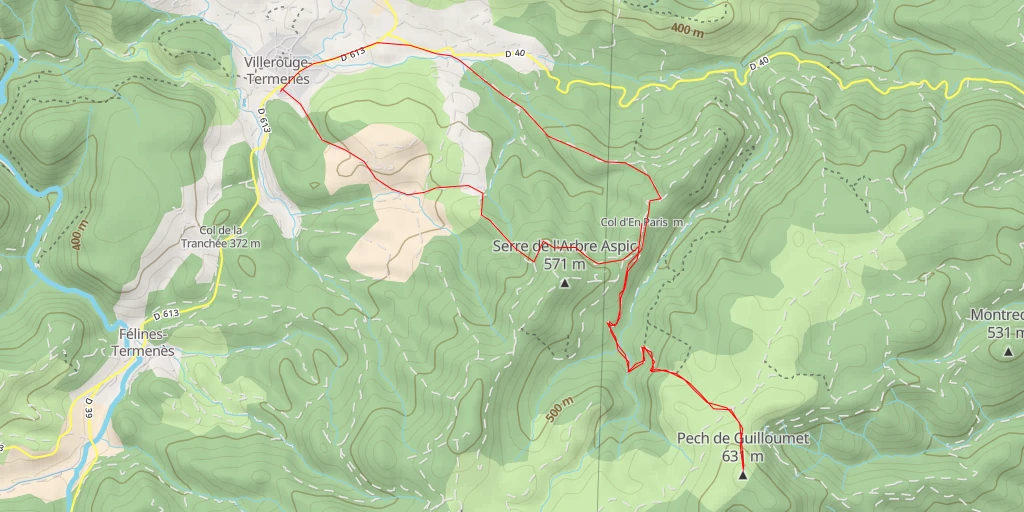 Map of the trail for Pech de Guilloumet