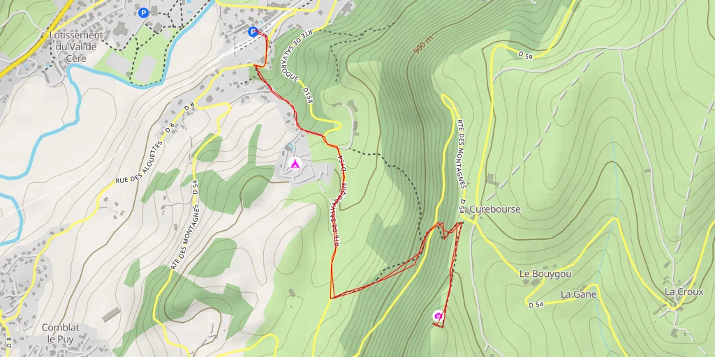 Map of the trail for Rocher des Pendus