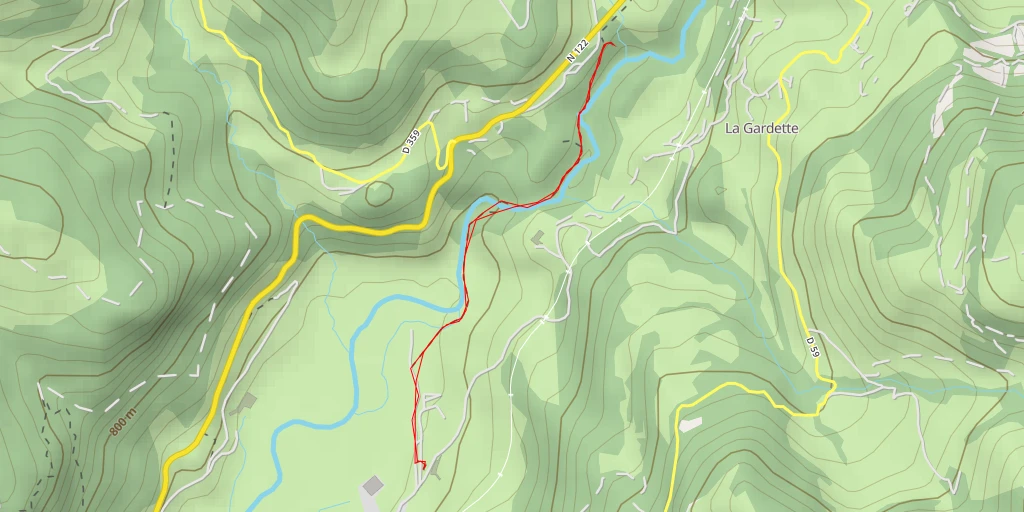 Carte de l'itinéraire :  Cascade de la Roucole