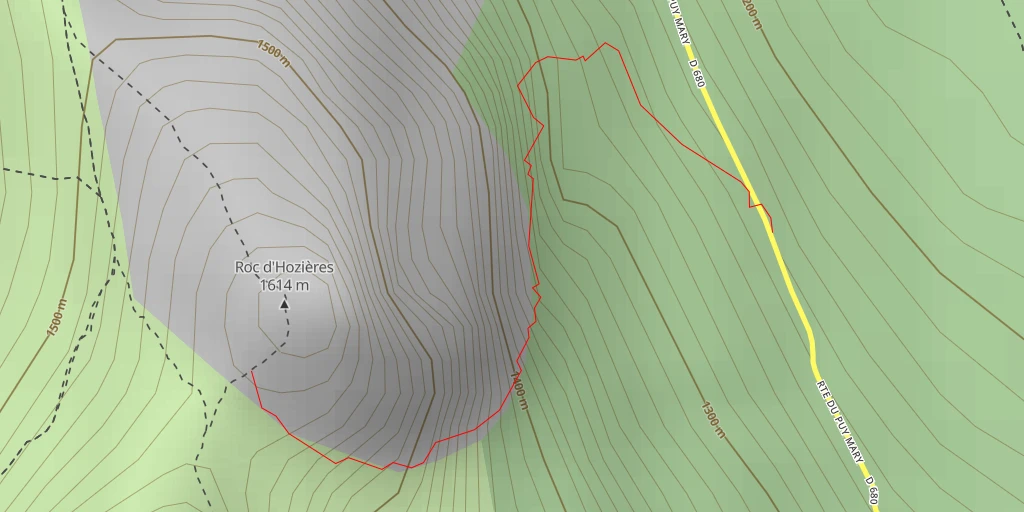 Map of the trail for Roc d'Hozières Voie des Apprentis