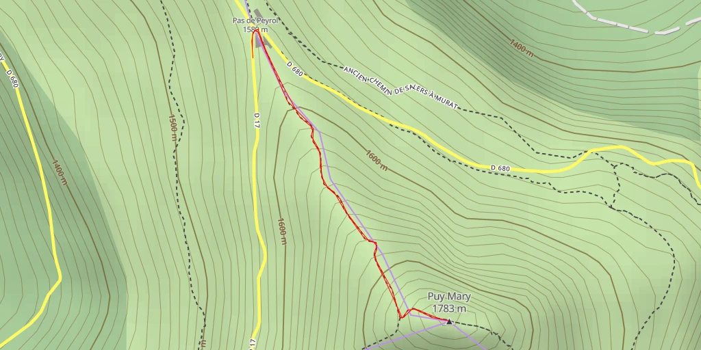 Carte de l'itinéraire :  Puy Mary