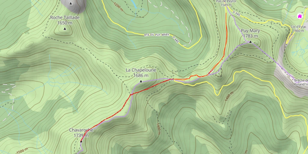 Map of the trail for Chavaroche