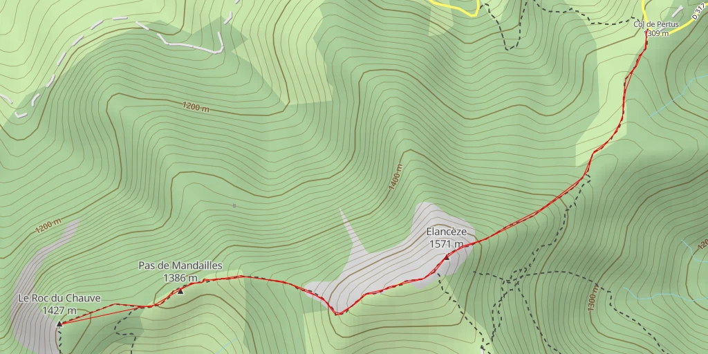 Map of the trail for Le Roc du Chauve