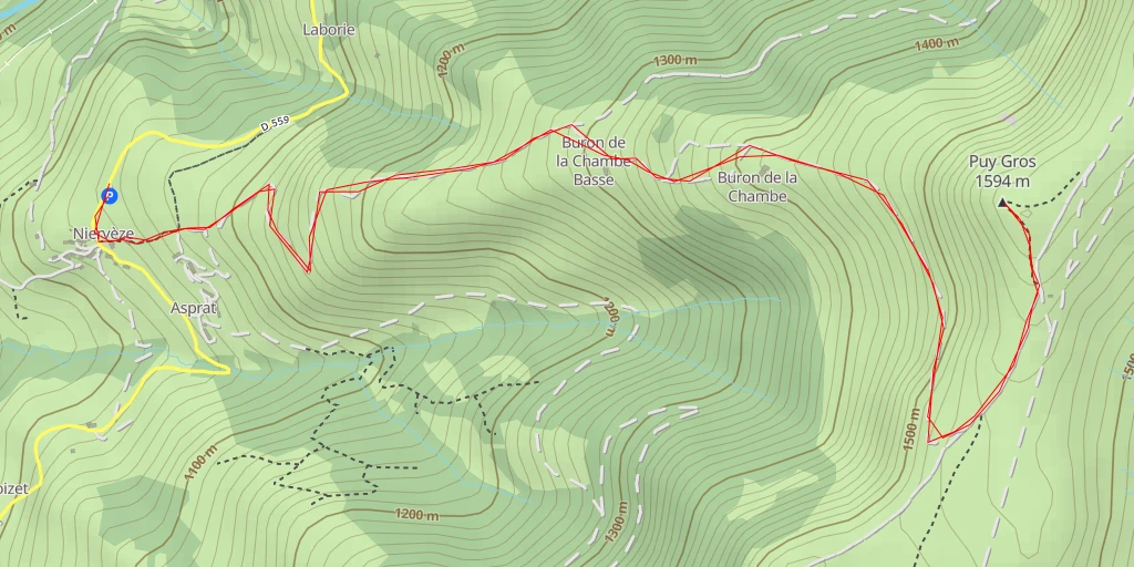 Map of the trail for Puy Gros