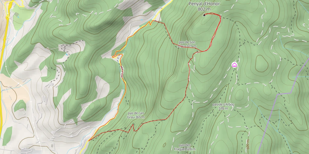 Map of the trail for Penyal d'Honor