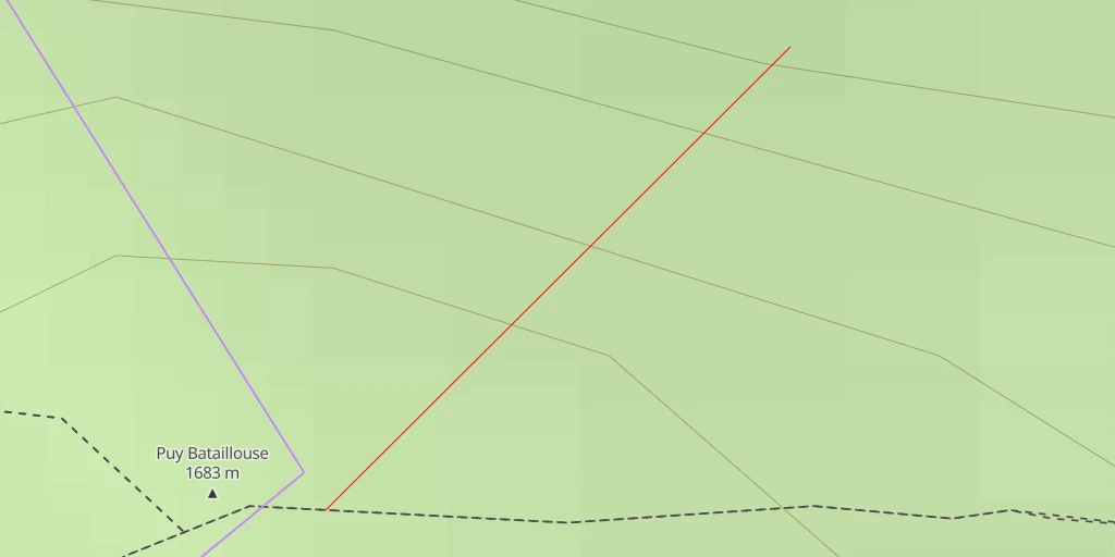 Map of the trail for Puy Bataillouse Bataillouse direct