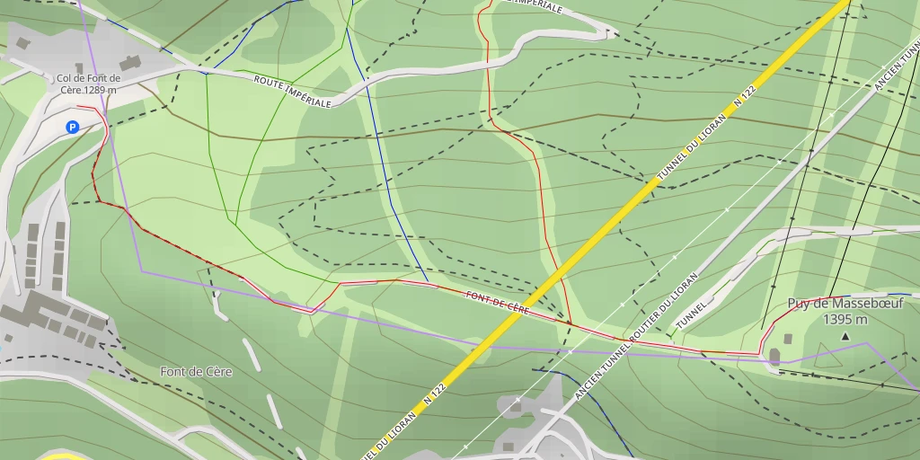 Map of the trail for Puy de Massebœuf