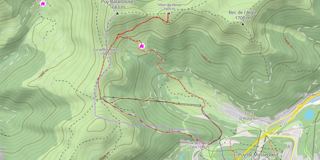 Map of the trail for Téton de Vénus