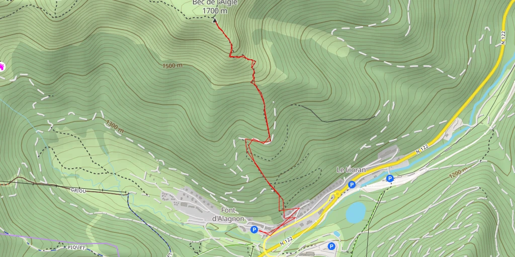 Map of the trail for Bec de l'Aigle