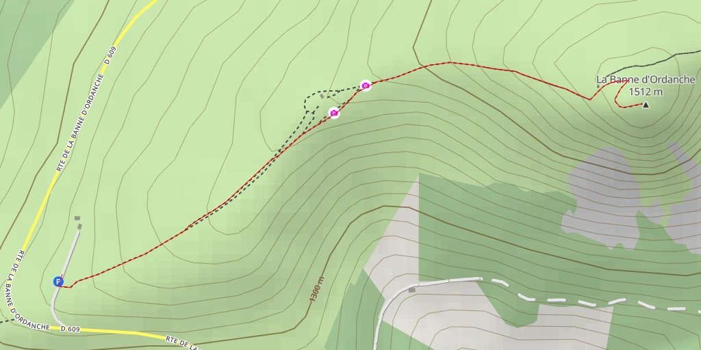 Map of the trail for La Banne d'Ordanche